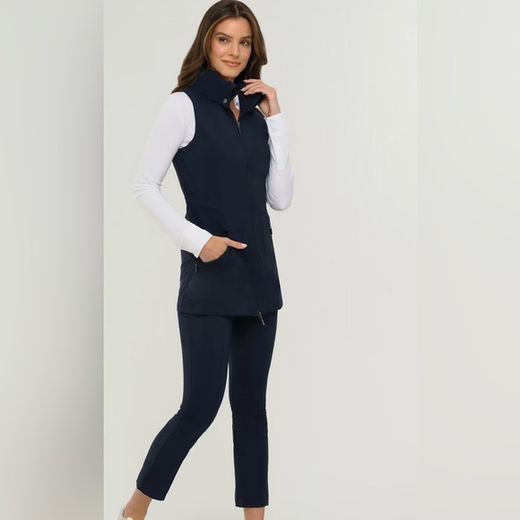 ANATOMIE Delaney Travel Vest Blue Two Way Zipper Front Pockets Drawstring Waist - Picture 4 of 11